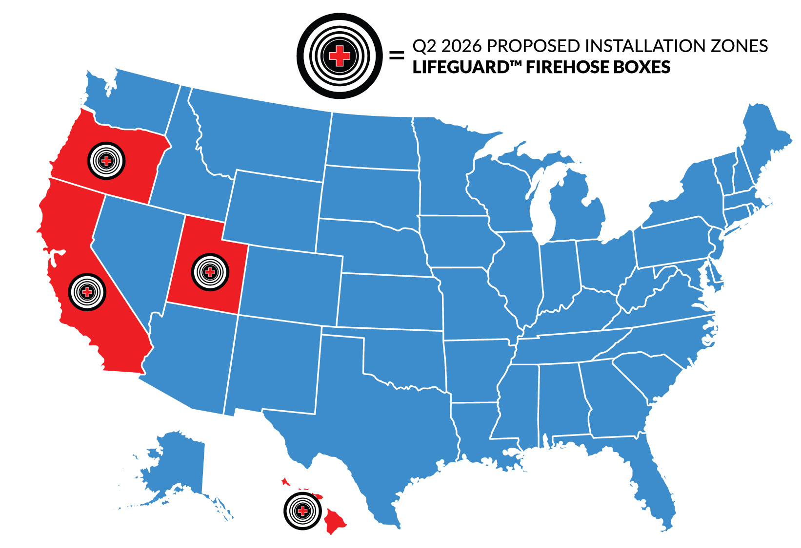 Lifeguard Map of proposed installation zones for firehose boxes in Q2 2026